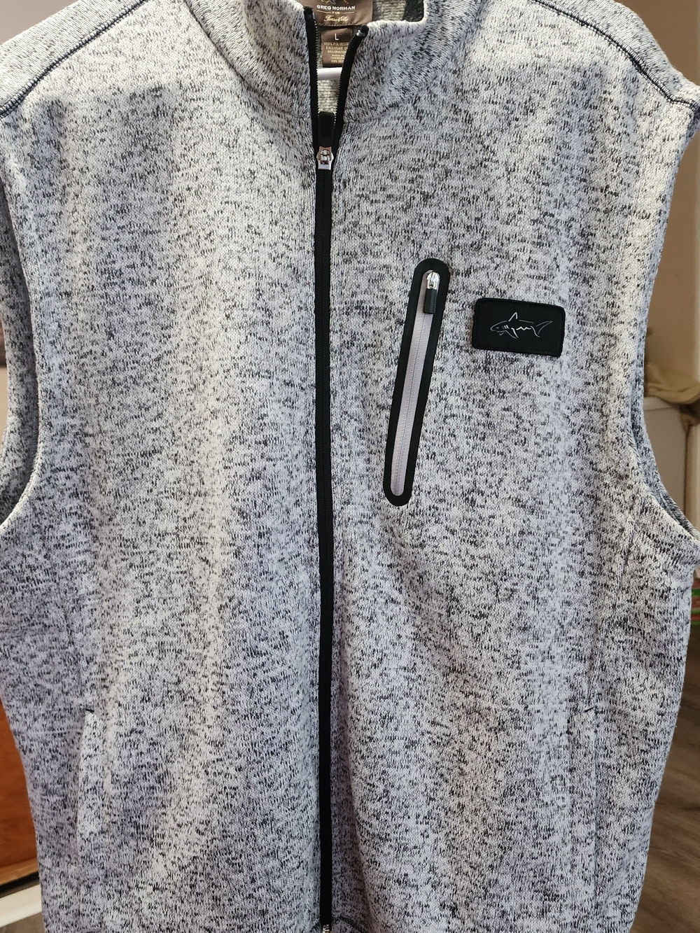 Greg Norman Collection Men's Heather Gray Full-Zip Knit Vest Sz Lrg